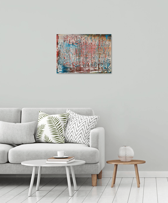 70x50 cm | 23.5 x 19.5″ Pink Blue Abstract Painting Original Canvas Art