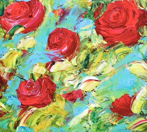 Pinky red roses by Emma Sian Pritchard