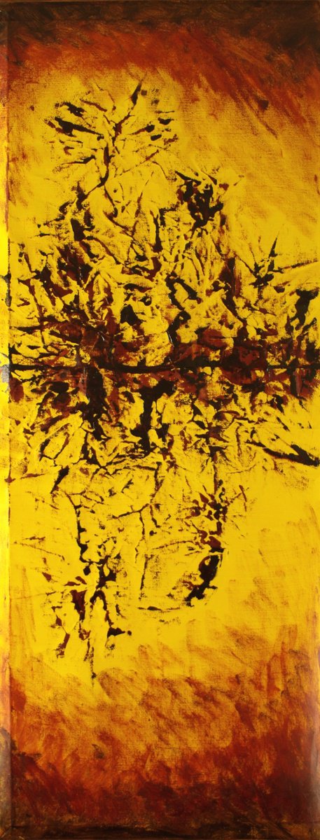 Expressive Abstract Oil Painting By Michael E. Voss, 16 X 43", Really, Original Artwork