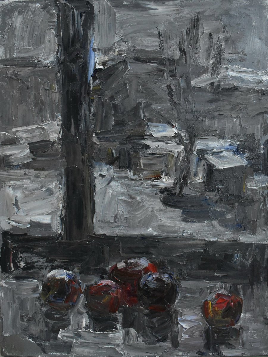 Impressionistic Still Life Oil Painting By Stanislava Cherkasova, 28 X 35", Winter, Original Artwork