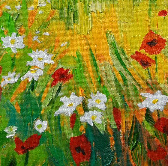 Poppies, Daisies, Tree