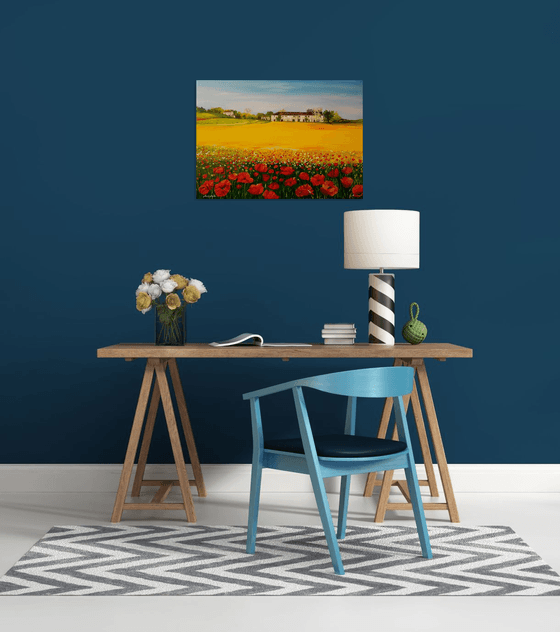 Spring  - original painting -countryside landscape