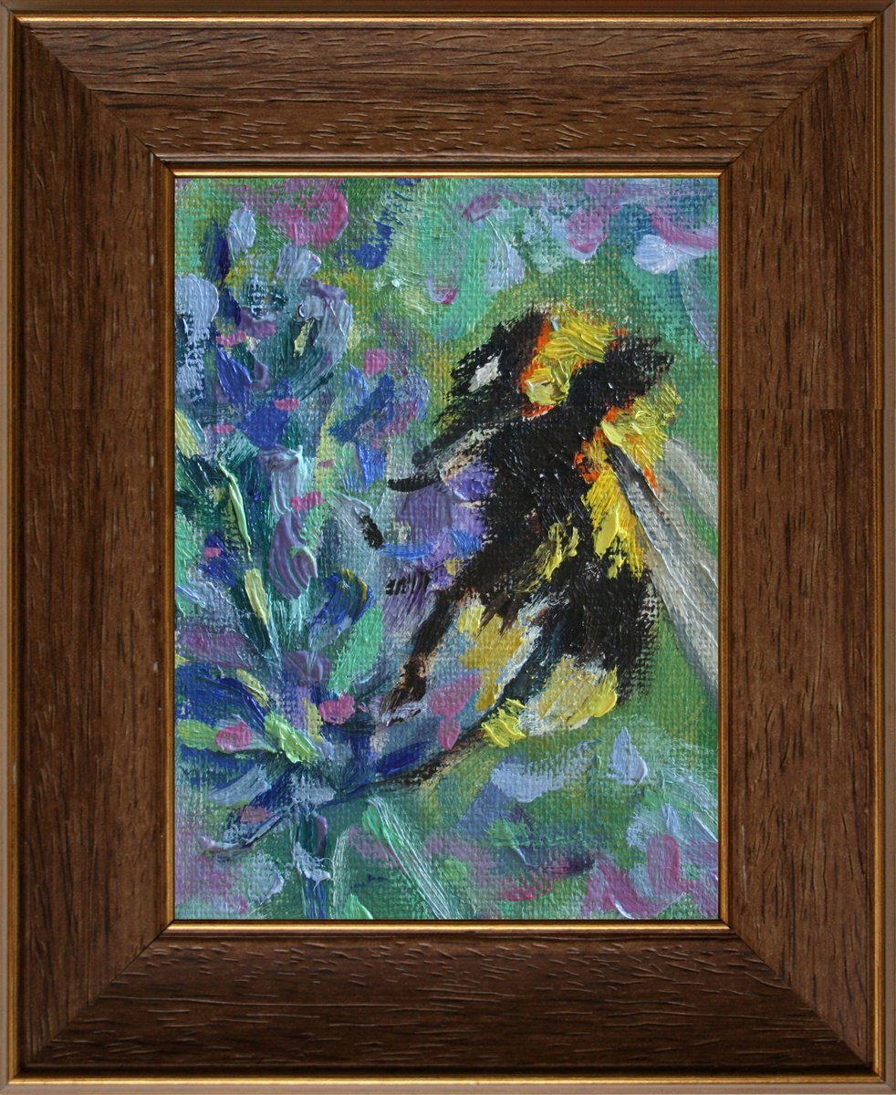 BUMBLEBEE 02... framed / FROM MY SERIES MINI PICTURE / ORIGINAL PAINTING by Salana Art