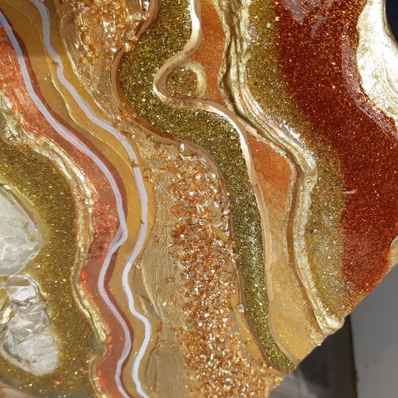 Gold - Copper Agate Geode