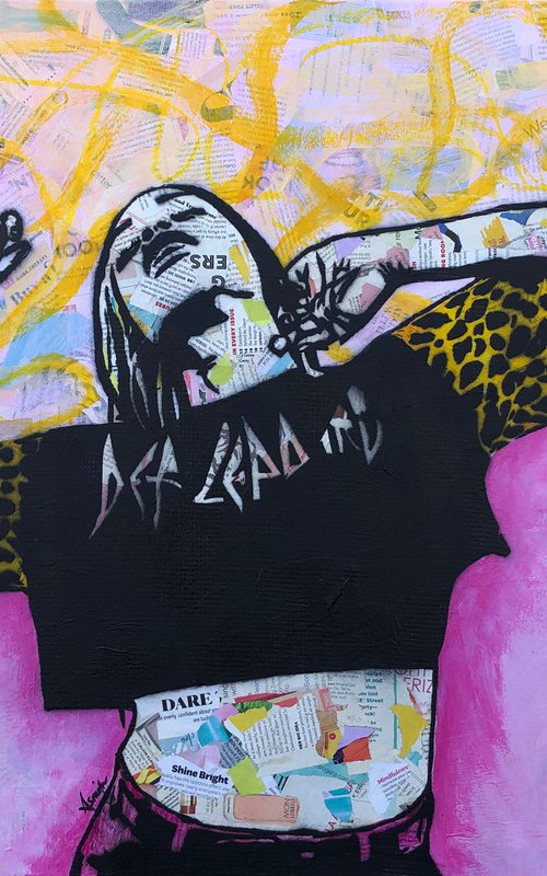 "DARE TO BE" MIXED MEDIA ORIGINAL PORTRAIT COLLAGE PAINTING by Amy Smith