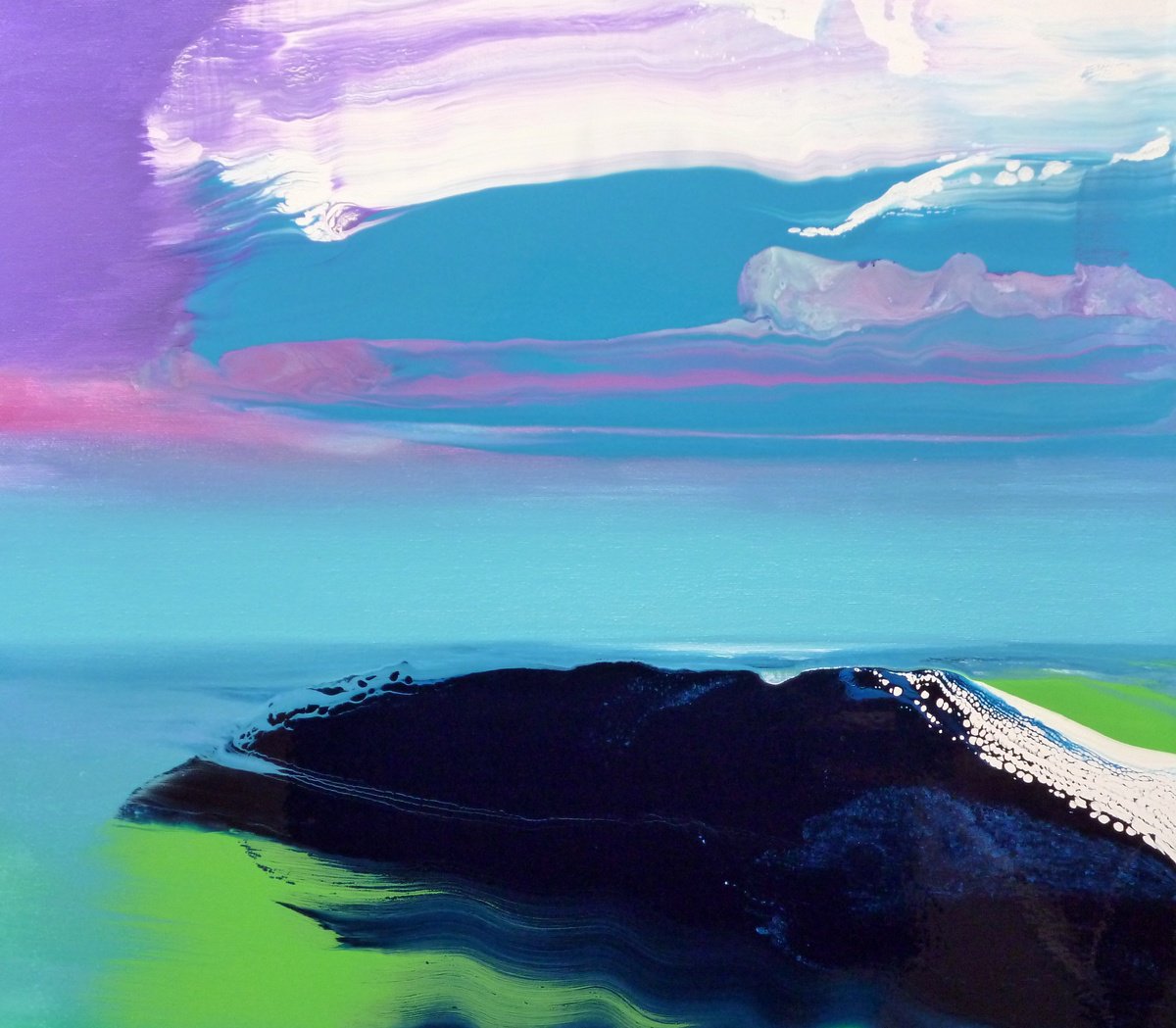 Abstract Landscape Oil Painting By Jacob Jugashvili, 20 X 18, Forgotten Waters Iii, Original Artwork