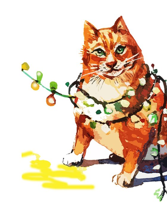 Funny cat with garland