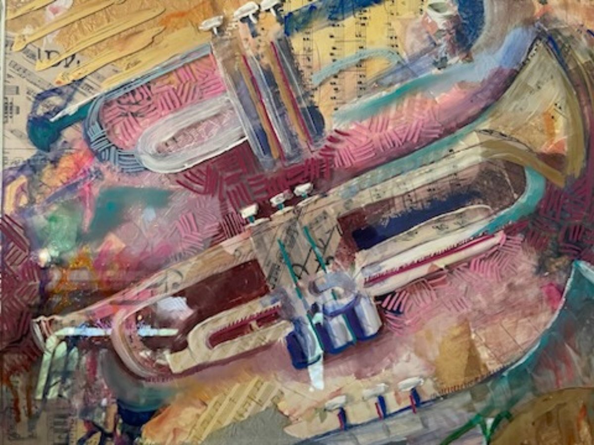 Impressionistic Abstract Painting By Eliry Arts, 20 X 16, Horn, Original Artwork