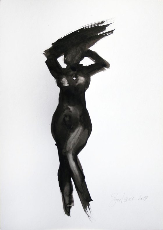 NUDE MODEL 6. SKETCH INK / ORIGINAL PAINTING