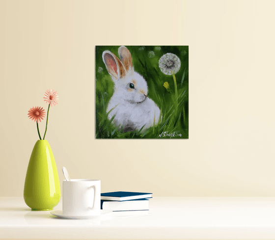 White Rabbit with Dandelion