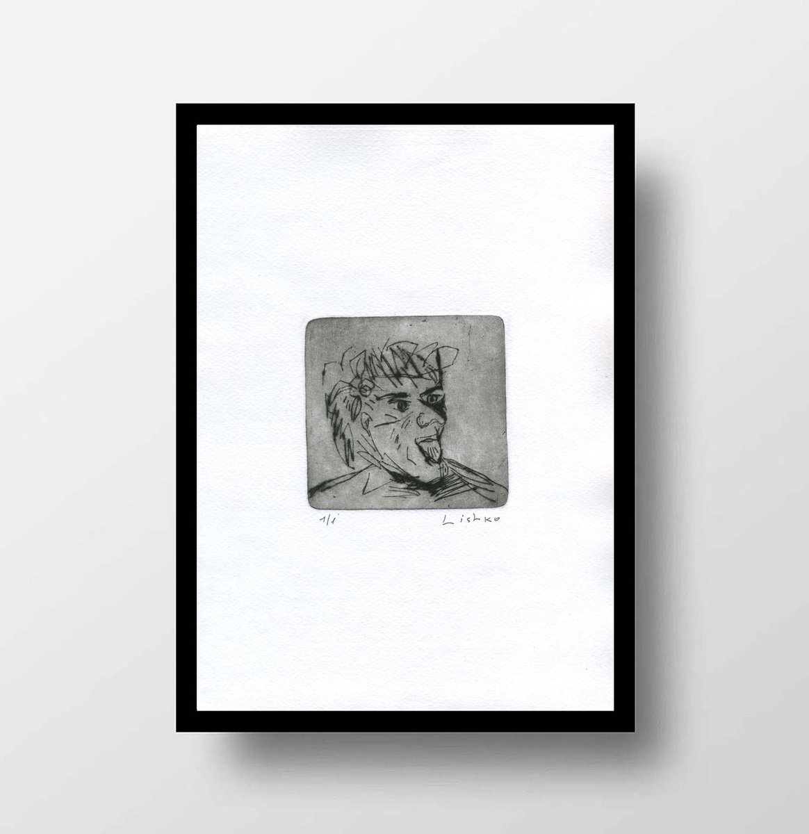 Expressive Portrait Etchings & Engravings By V. Lishko, 8 X 12", Portrait, Original Artwork