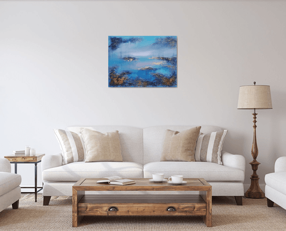 A large original modern abstract structured mixed media painting "Calmness" from "Tenderness" Series