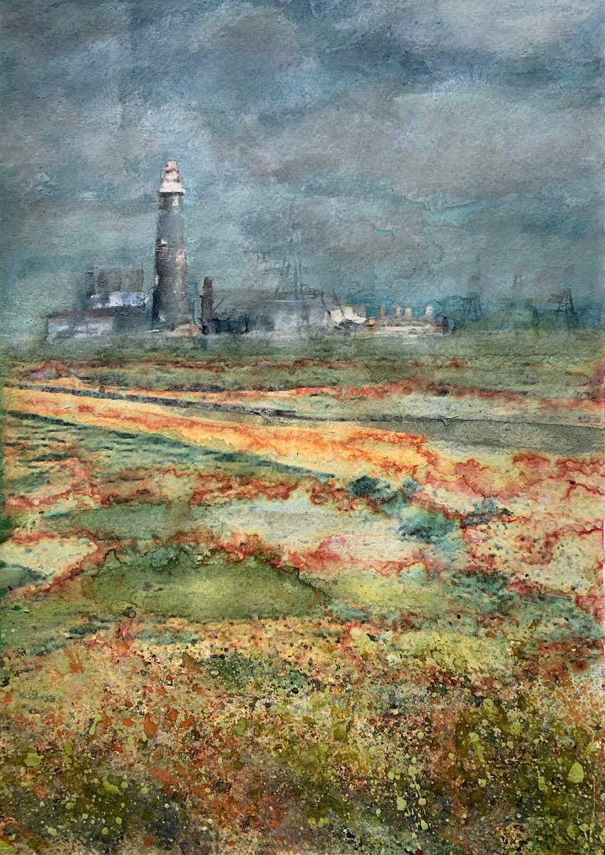 Expressive Painting , The Lighthouse, Dungeness By Suzsi Corio, 13 X 17, Artwork For Sale On Artfinder