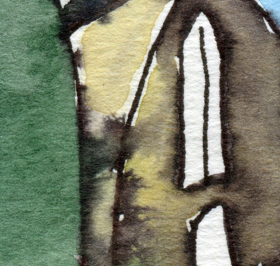 Church Yew Tree; Original Watercolour ACEO