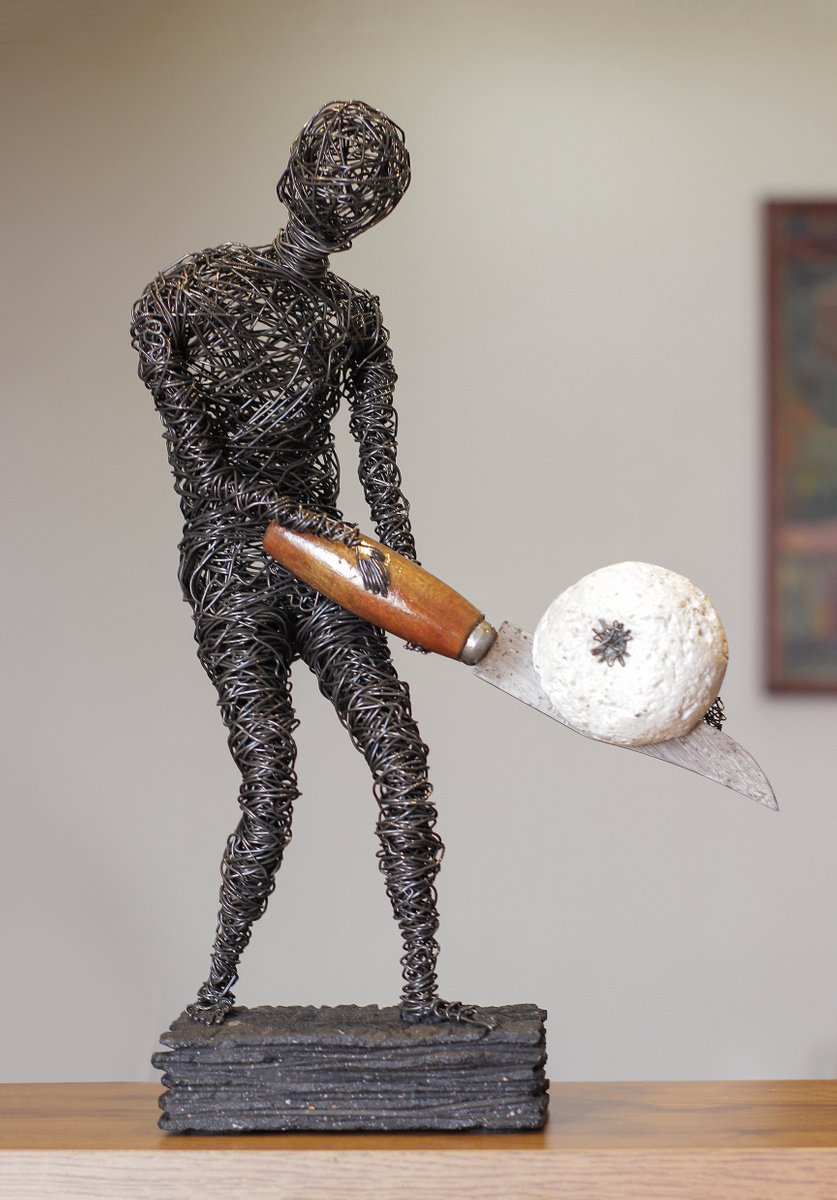 Expressive Portrait Sculpture By Karen Axikyan, 10 X 17", On A Knife Blade, Original Artwork