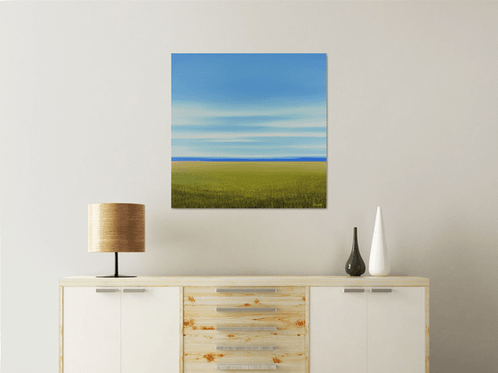 Grassy Field - Blue Sky Contemporary Landscape