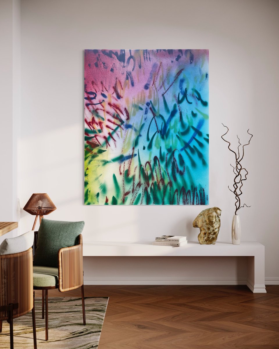 Abstract Acrylic Painting By Evgenia Makarova, 31 X 39, Abstract Splash, Original Artwork