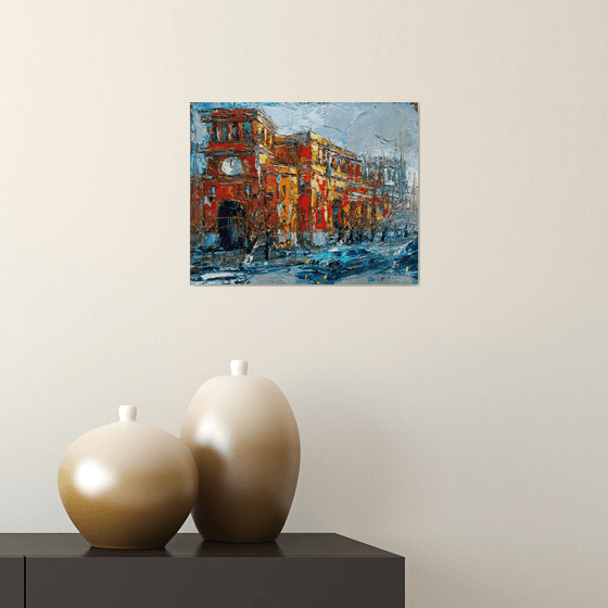 Cityscape - Armenian Republic Square, Oil painting, 24x30cm, impressionism