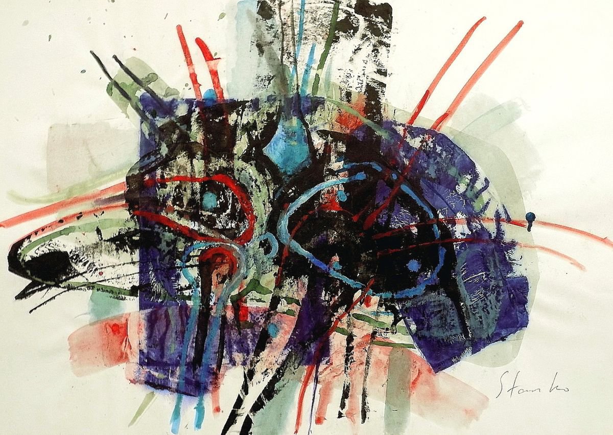 Abstract Acrylic Painting By Stanislav Bojankov, 28 X 20", Caprice-Vi(Paganini), Original Artwork