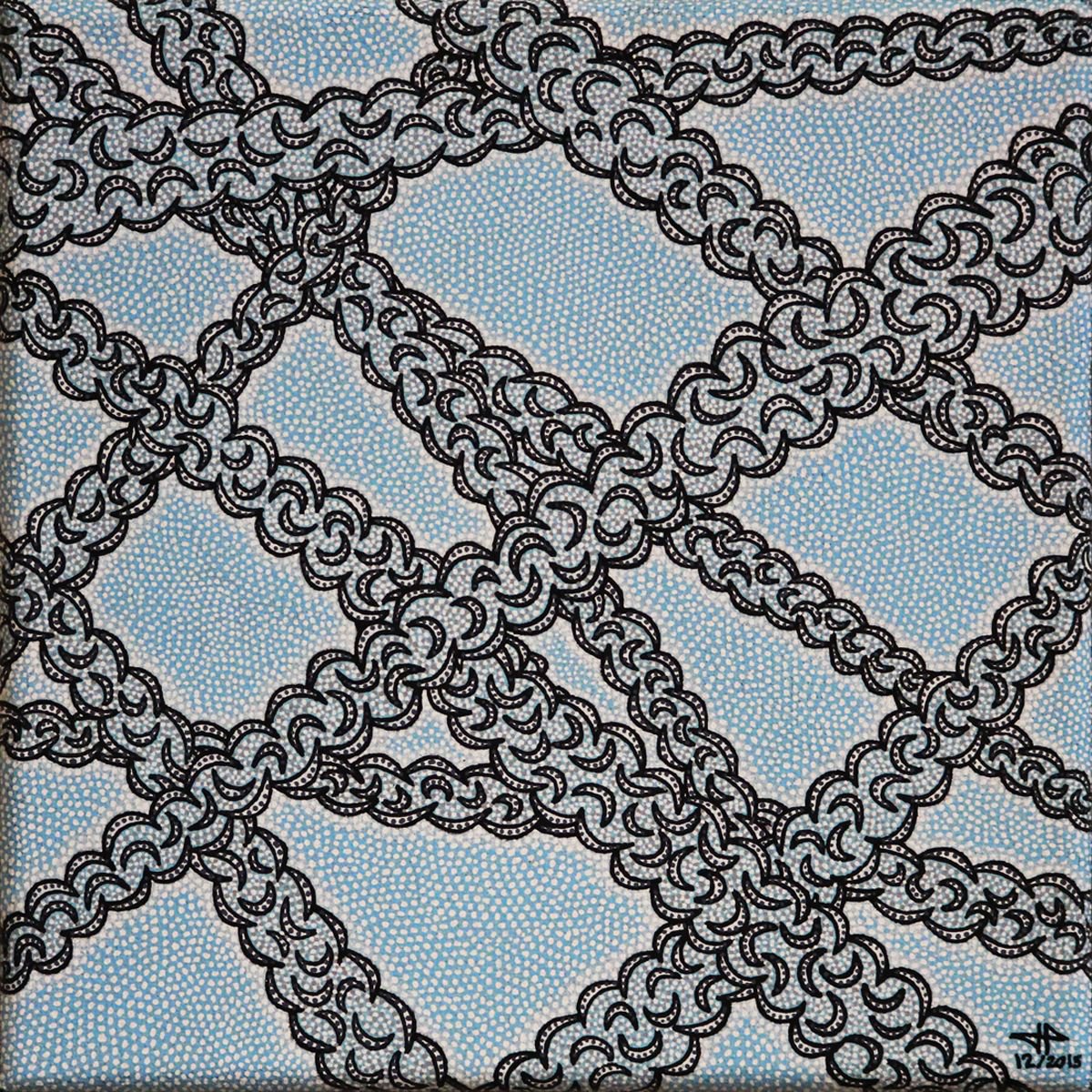 Abstract Landscape Acrylic Painting By Jonathan Pradillon, 8 X 8, Chemtrails, Original Artwork