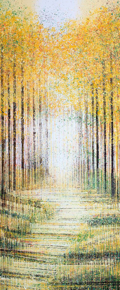 Forest Path Through Autumn Trees by Marc Todd