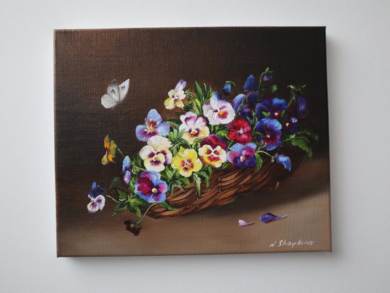 Pansy Flowers with Butterfly