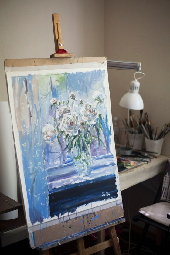White peonies
