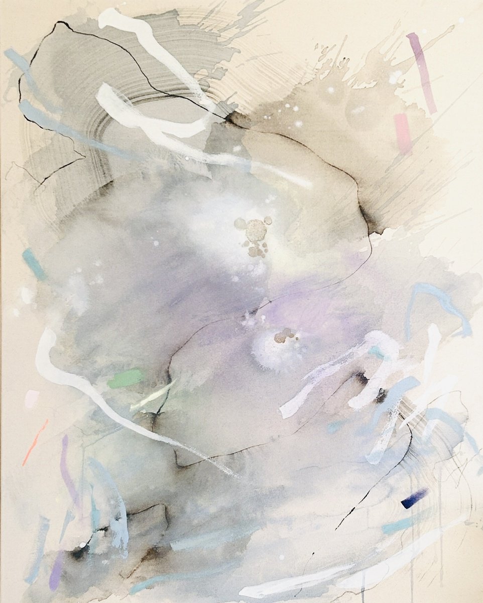 Organic Abstract Painting By Ryoko Minamitani, 32 X 40", Dragon Wind 1, Original Artwork