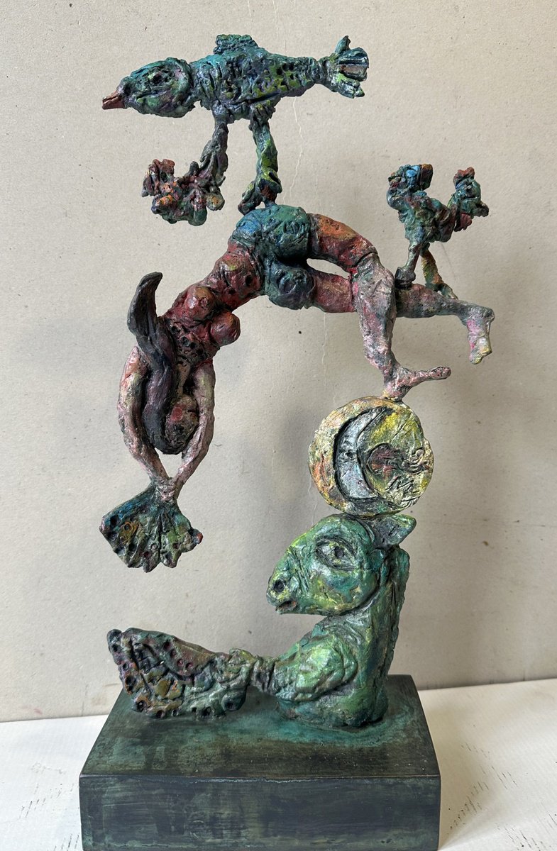 Surrealistic Bronze Sculpture , Tribute To Marc Chagall By Toth Erno, 7 X 17, Artwork For Sale On Artfinder