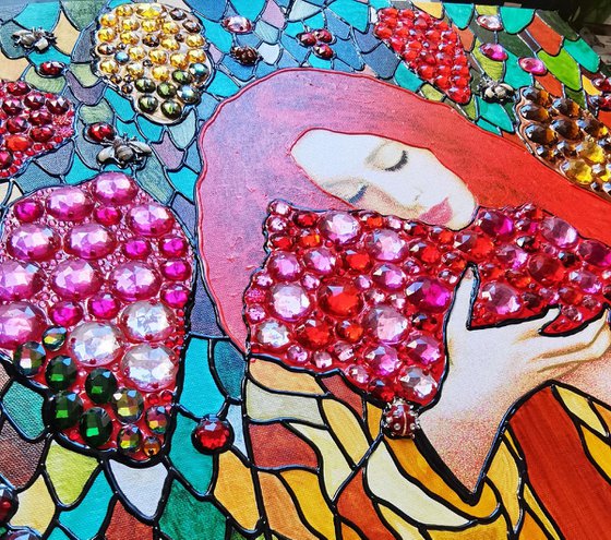 Ginger woman and red grape
