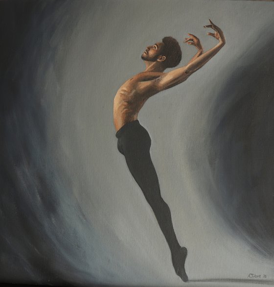 Beauty in the Fall, Portrait of a Dancer, Ballet, Male Dancer, Young Dancer Painting