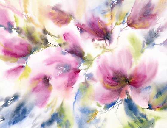 Magnolia watercolor painting