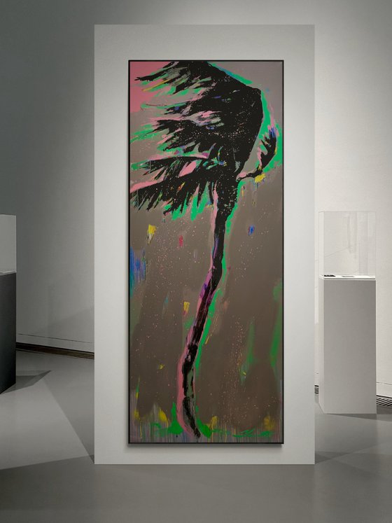 Large XXL artwork - "Pink rain" - Pop Art - Huge painting - Palm - Street Art - Miami