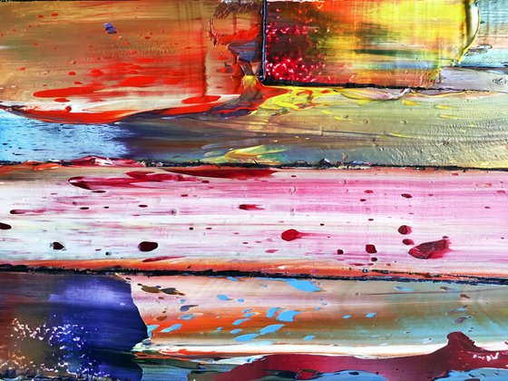 "Rotting Rainbow" -  Original PMS Oil Painting On Reclaimed Wood - 38 x 12 inches