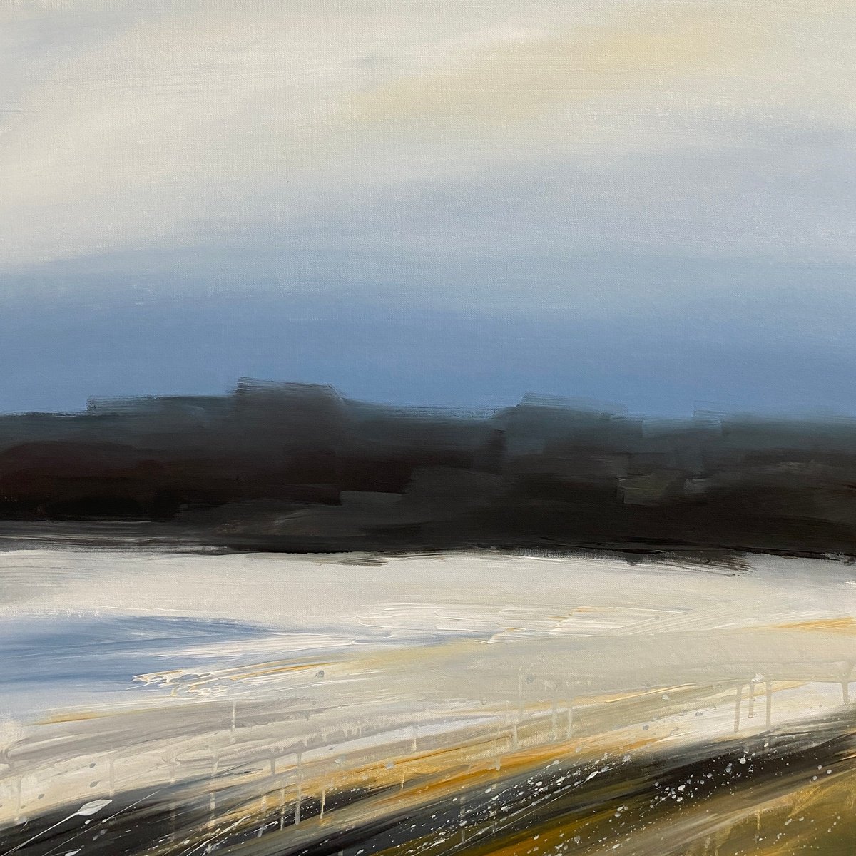 Impressionistic Landscape Acrylic Painting By Helen Mount, 24 X 24, Winter Dreams, Original Artwork