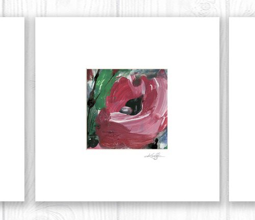 Abstract Floral Collection 8 - 3 Flower Paintings in mats by Kathy Morton Stanion by Kathy Morton Stanion