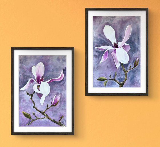 Set of 2 Wild Pink magnolia