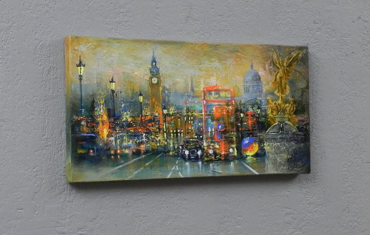 Impressionistic Cityscapes Oil Painting By Yurii Novikov, 16 X 8", *London*, Original Artwork