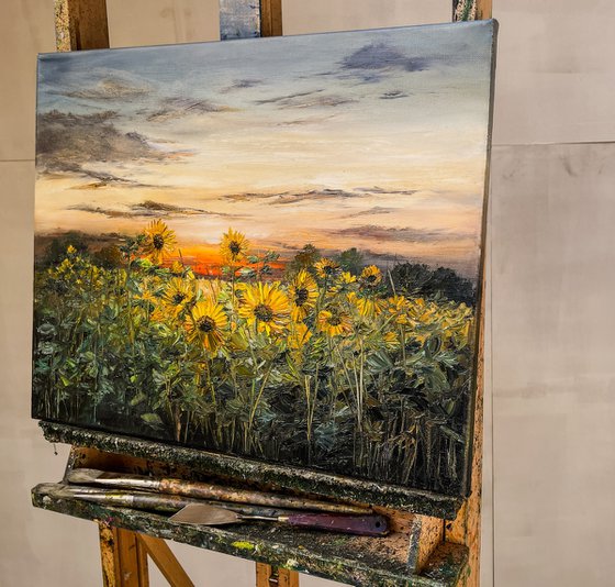 Sunflowers by Sunset