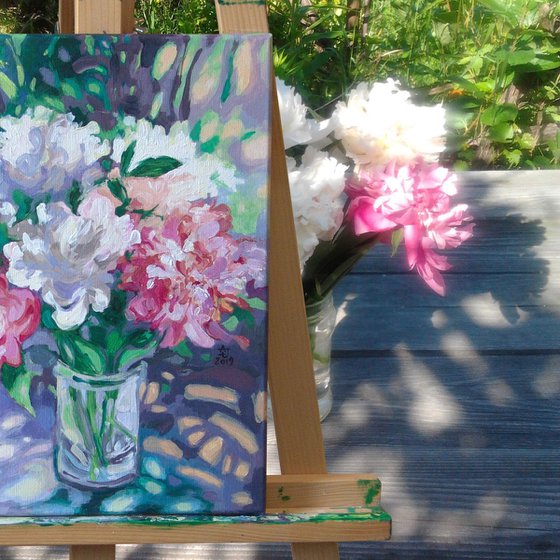 Peonies in the sun 30x40 cm