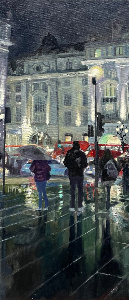 London Piccadilly Nocturne in the Rain by Hannah  Bruce