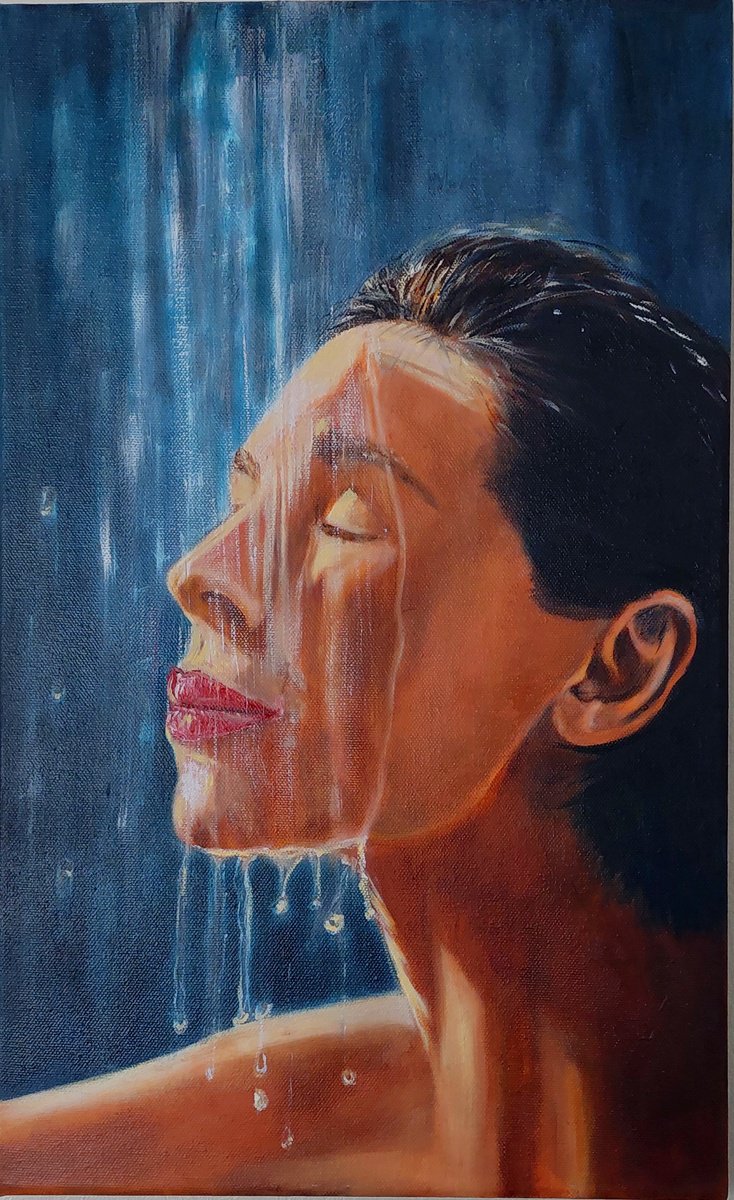 Photorealistic Portrait Oil Painting By Ira Whittaker, 12 X 19, Moment Of Grace, Original Artwork