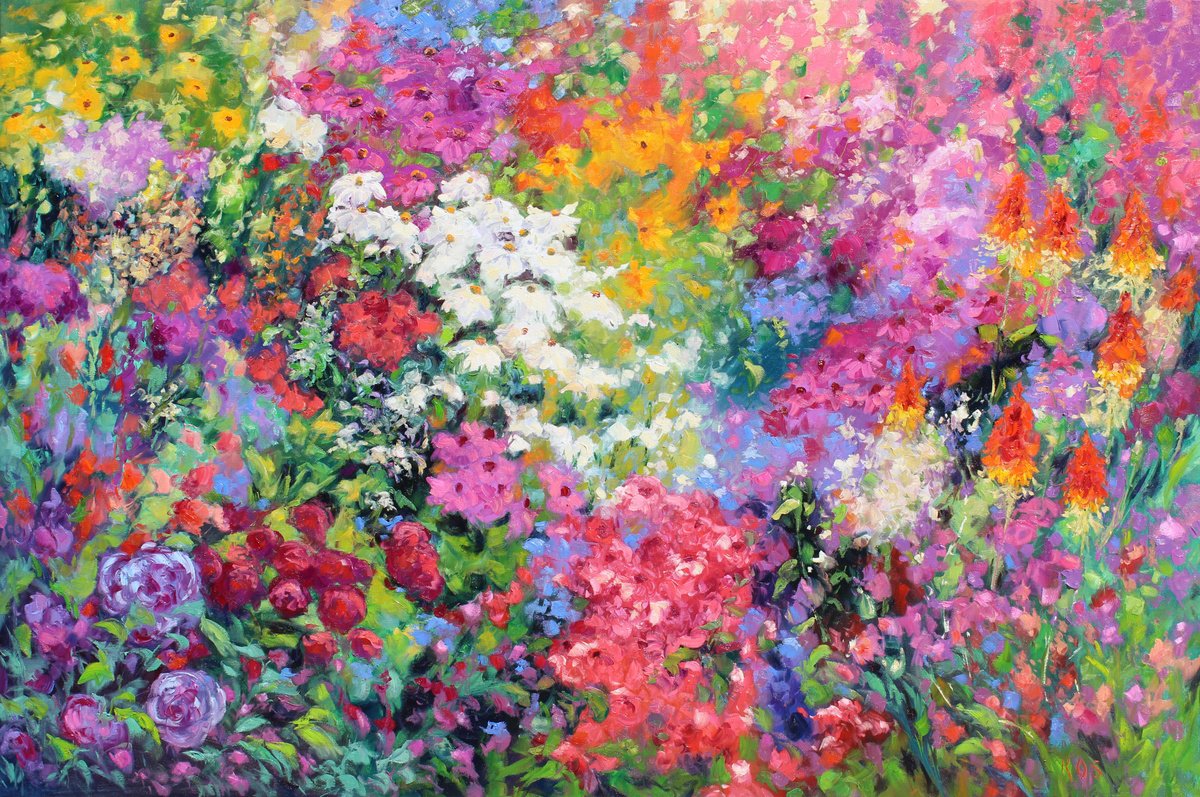 The Joyful Garden By Kristen Olson Stone, 60 X 40, Artwork For Sale On Artfinder
