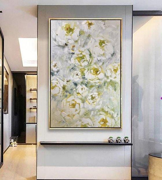 Yellow White texture peonies