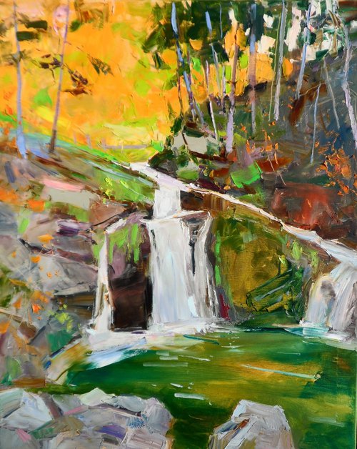 Mountains River Painting Forest Original Oil Painting Oil on Canvas by Yehor Dulin