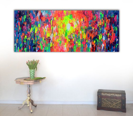 Large Abstract Painting Colourful Abstract Painting Textured Painting XXL Title: Happy Gypsy Girl Dancing in the Night XII