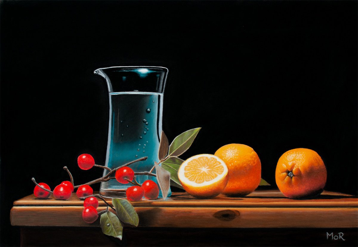 Berries, Oranges and Water Jug by Dietrich Moravec