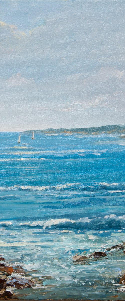 Ireland landscape. Oil painting. Seascape. Original Art. 12 x 12 by Tetiana Vysochynska