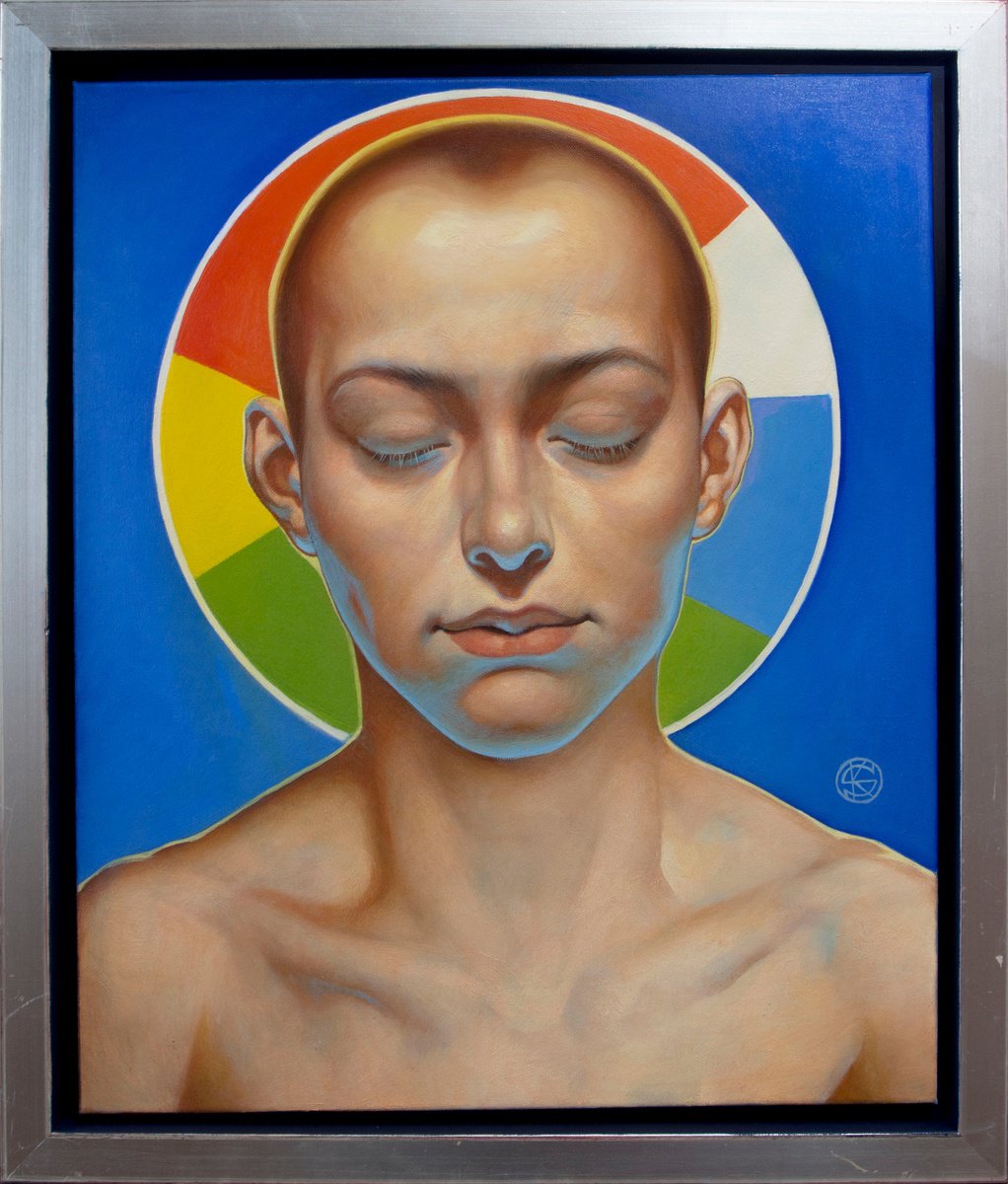 Photorealistic Portrait Oil Painting By Yaroslav Kurbanov, 23 X 27", Googlekind, Original Artwork