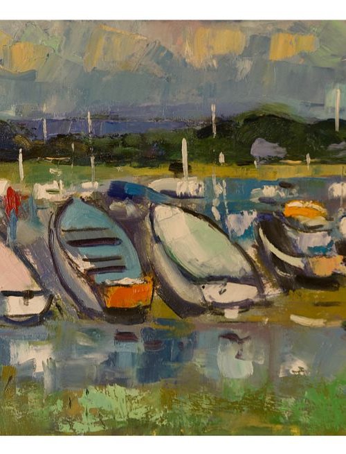 Boats on the Bank at Itchenor by Andre Pallat